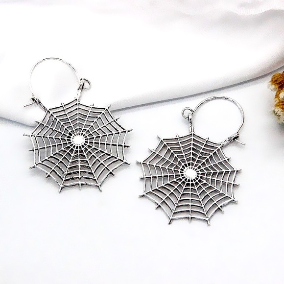 Any 2/$20! Silver Spider Web Ear Wire Earrings - Picture 6 of 10